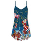 Christmas Bear Santa Happy Mood – Women's Summer Sleeveless V-Neck Camisole Dress