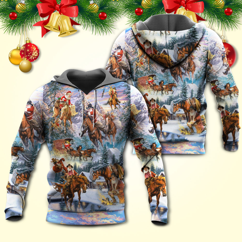Santa Riding Horse Winter - 3D Hoodie