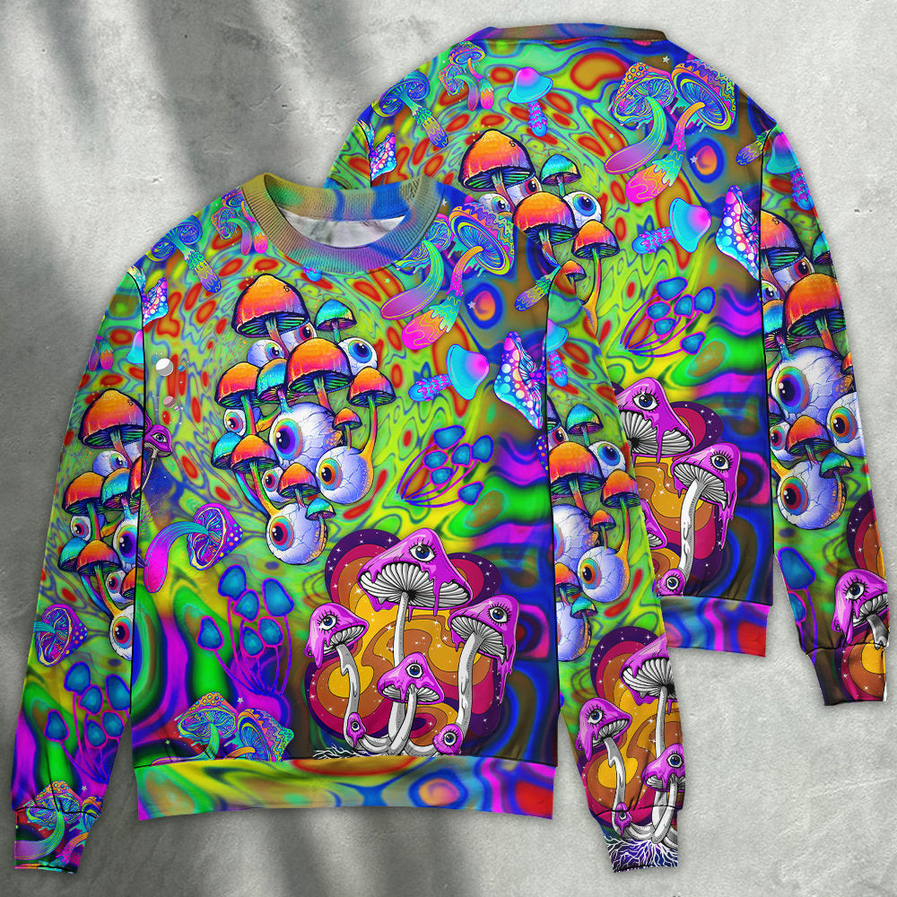 Colorful Hippie Mushroom Trippy Art – Sweater - Ugly Christmas Sweater