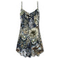 Vintage Cat Floral Neutral – Women's Summer Sleeveless V-Neck Camisole Dress