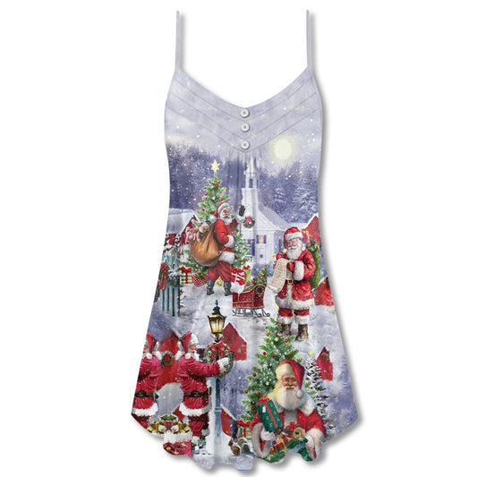 Christmas Santa Is Coming – Women's Summer Sleeveless V-Neck Camisole Dress