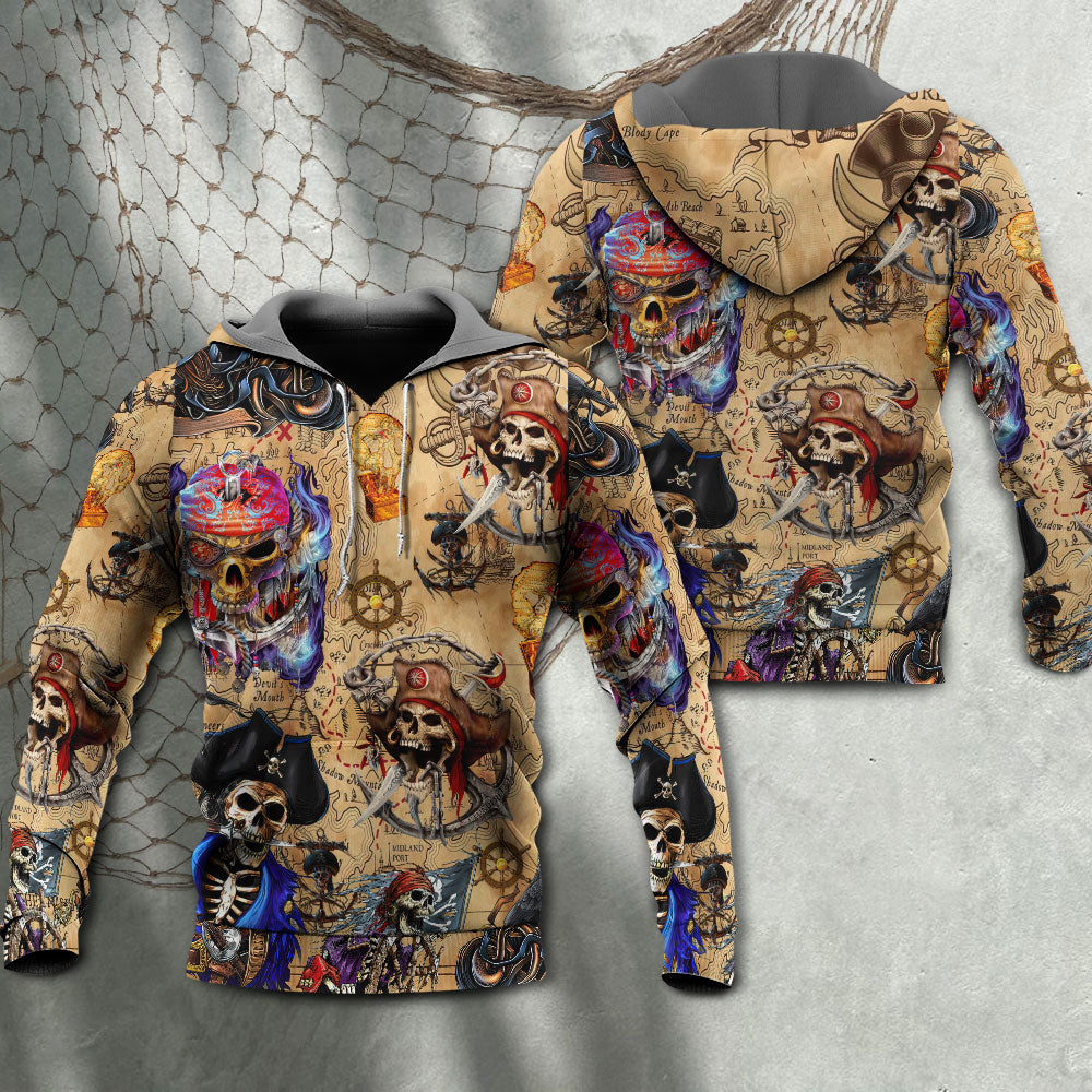 Pirate Skull Treasure Map - 3D Hoodie