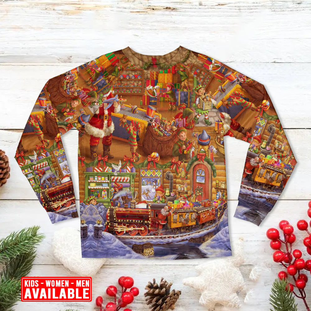 Christmas Santa And Happiness - Pajamas Long Sleeve - Owls Matrix LTD