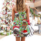 Pugmas Santa Merry Christmas Snow – Women's Summer Sleeveless V-Neck Camisole Dress