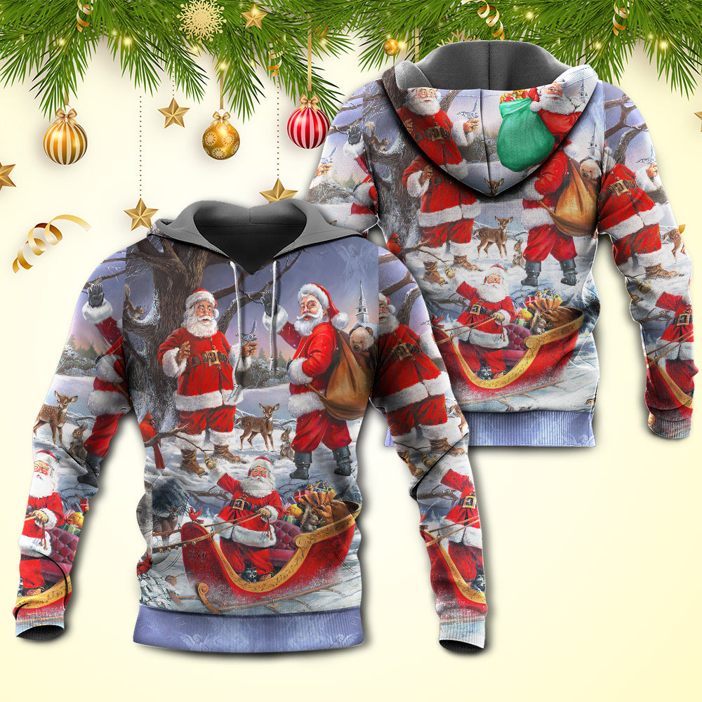Funny Santa Xmas Coming Art - 3D Hoodie