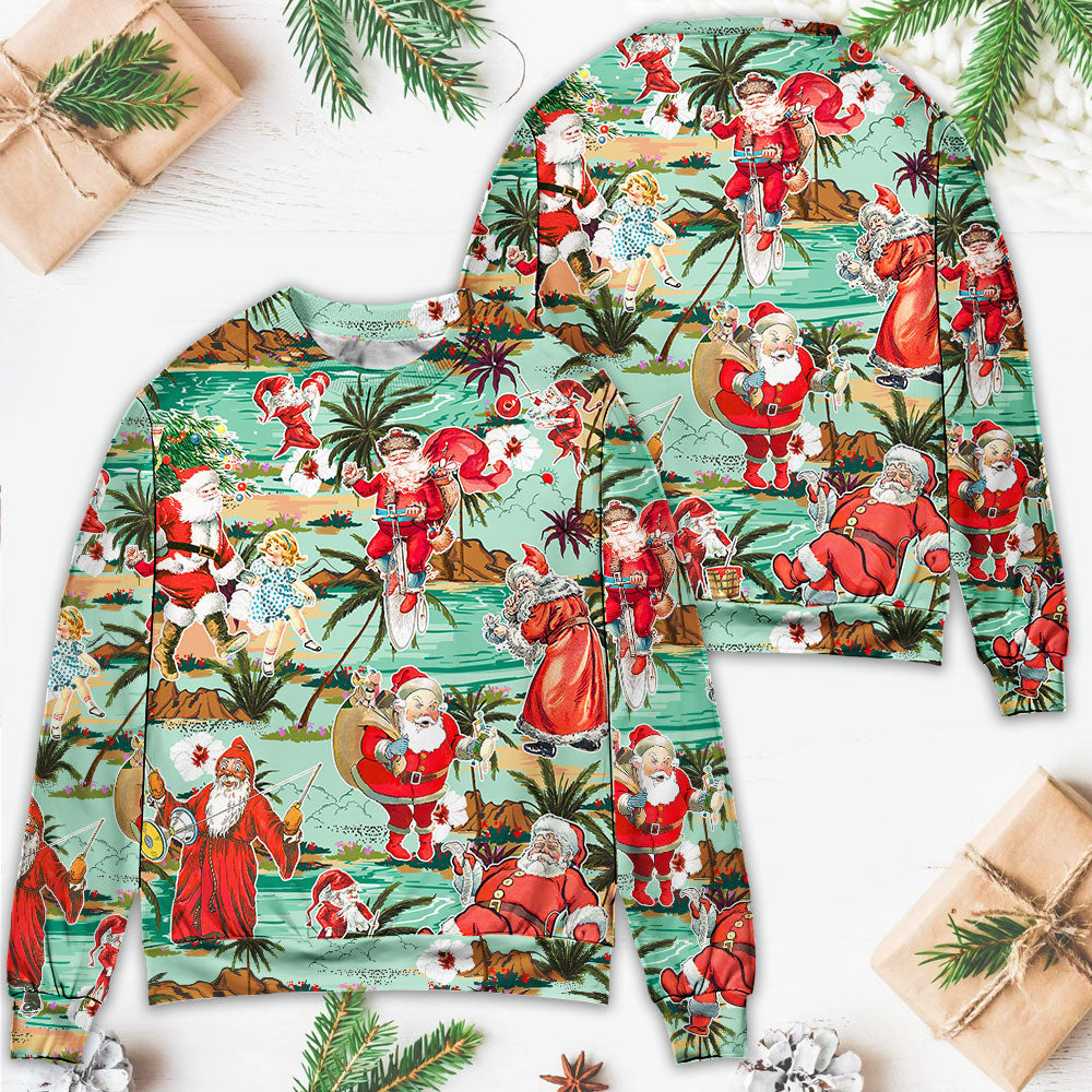 Christmas Santa Vacation Beach Joyful – Sweater - Ugly Christmas Sweater