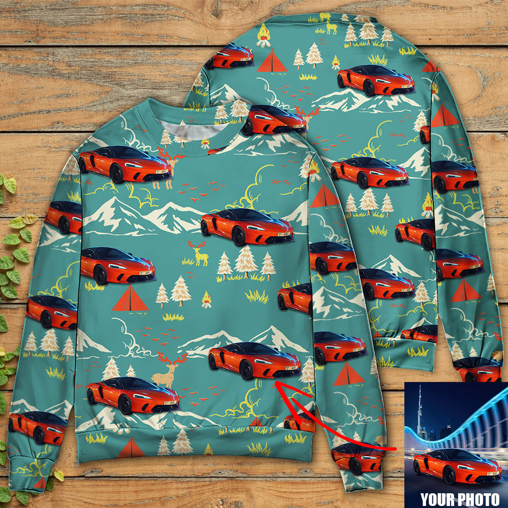 Car Driving Mountain Landscape Art – Sweater - Ugly Christmas Sweater