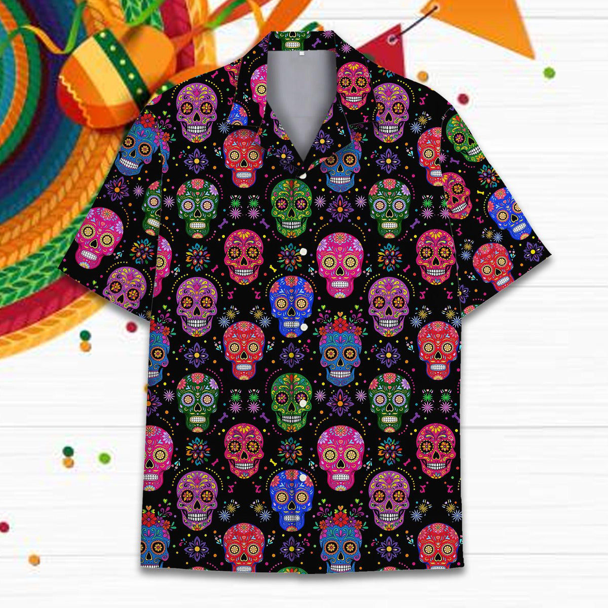 Day Of The Dead Sugar Skull Floral Fiesta – Hawaiian Shirt