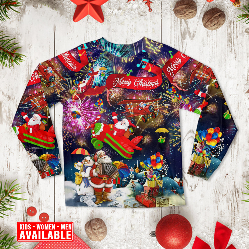 Christmas Spreading Santa Season Of Joy - Pajamas Long Sleeve - Owls Matrix LTD