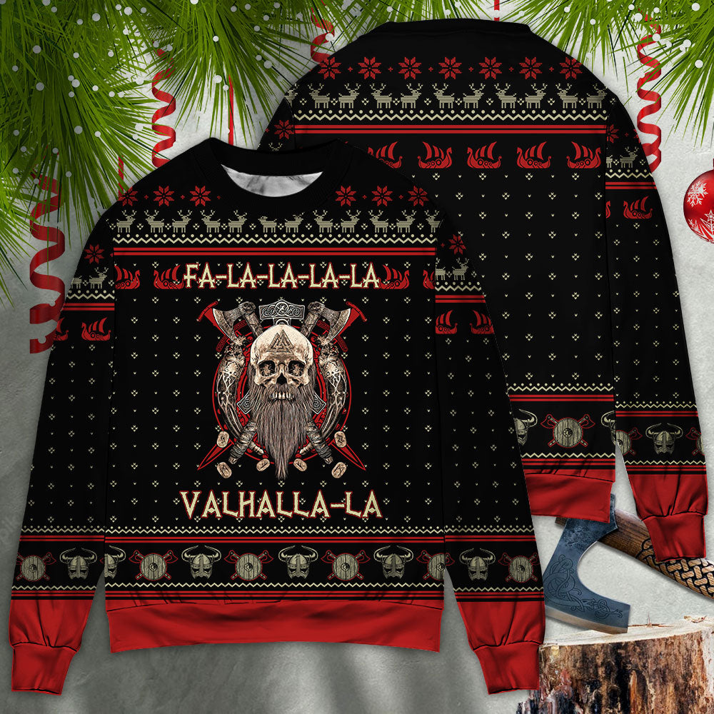 Viking Valhalla Black And Red Holiday – Sweater - Ugly Christmas Sweater