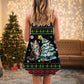 Christmas Cute Cat Wrecking Tree Funny – Women's Summer Sleeveless V-Neck Camisole Dress