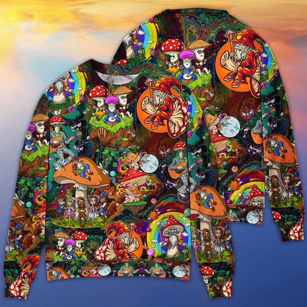 Hippie Mushroom Trippy Colorful Art – Sweater - Ugly Christmas Sweater