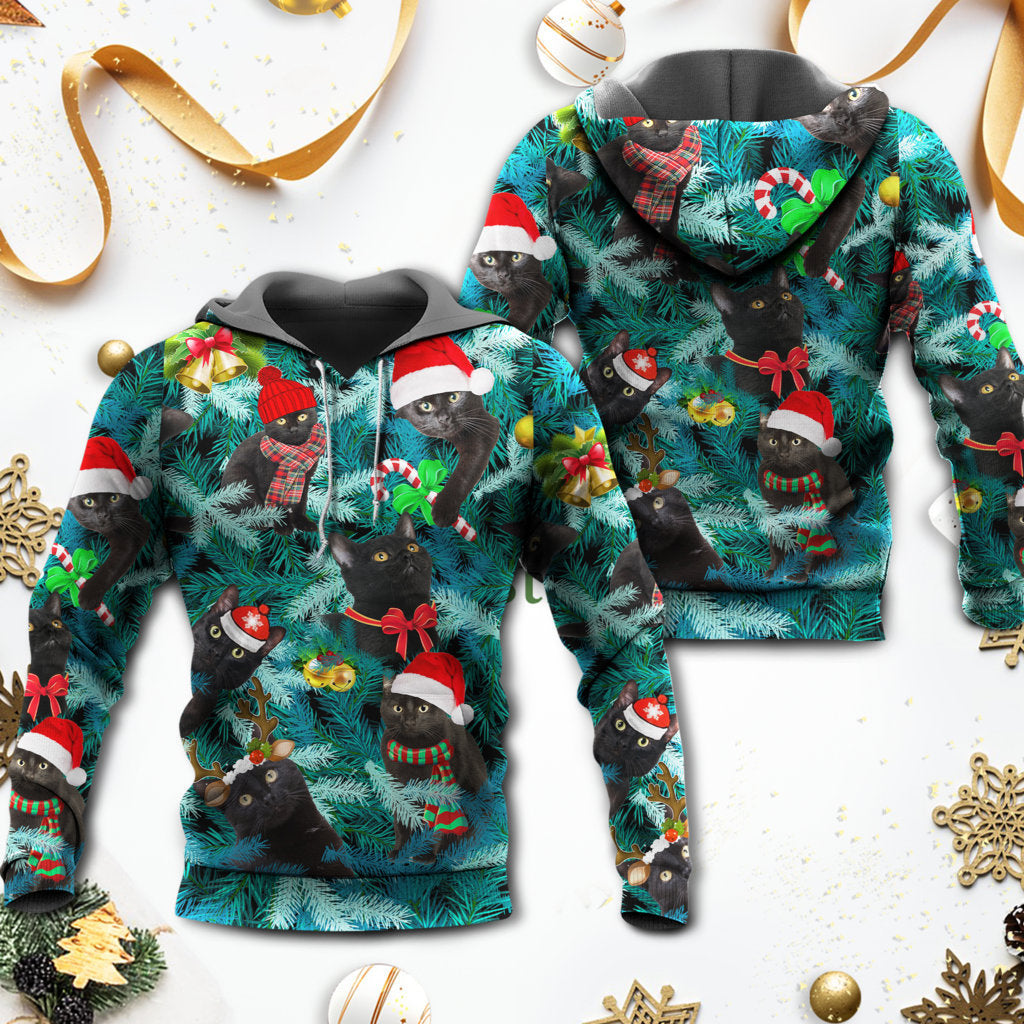Christmas Black Cat Jolly Mood - 3D Hoodie