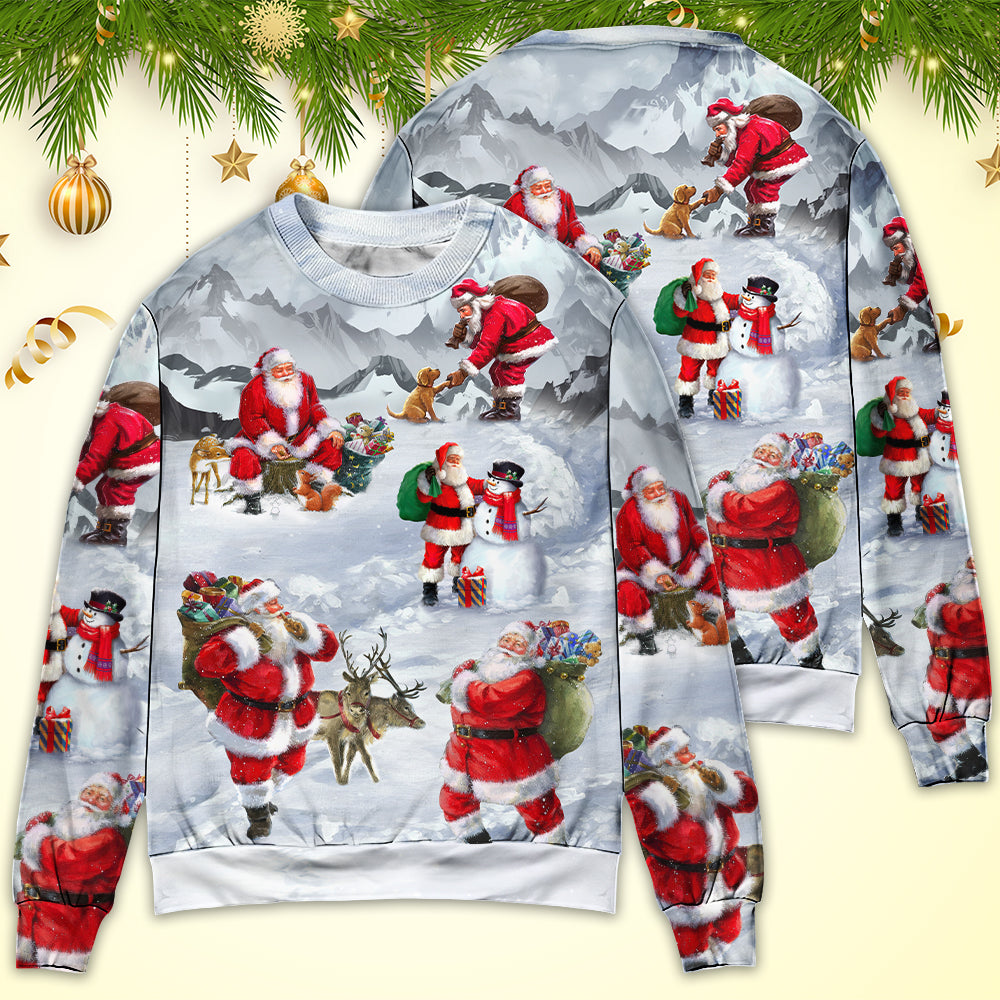 Christmas Santa Snow Mountain Art – Sweater - Ugly Christmas Sweater