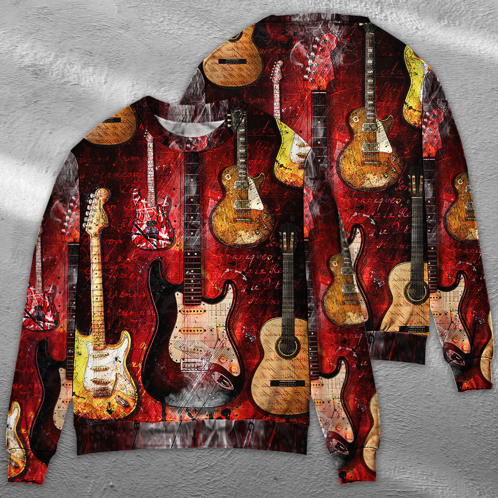 Halloween Abstract Guitar Art Style – Sweater - Ugly Christmas Sweater