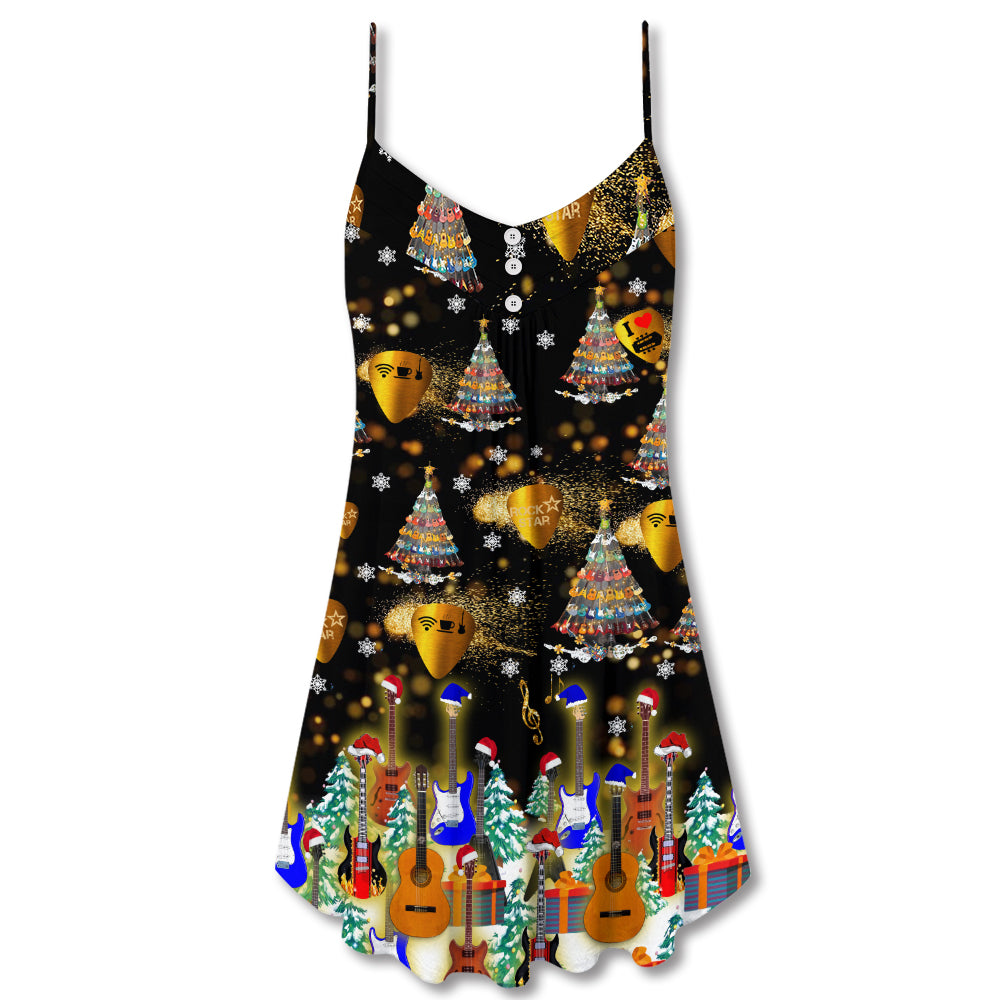 Christmas Yes I Speak Guitar – Women's Summer Sleeveless V-Neck Camisole Dress