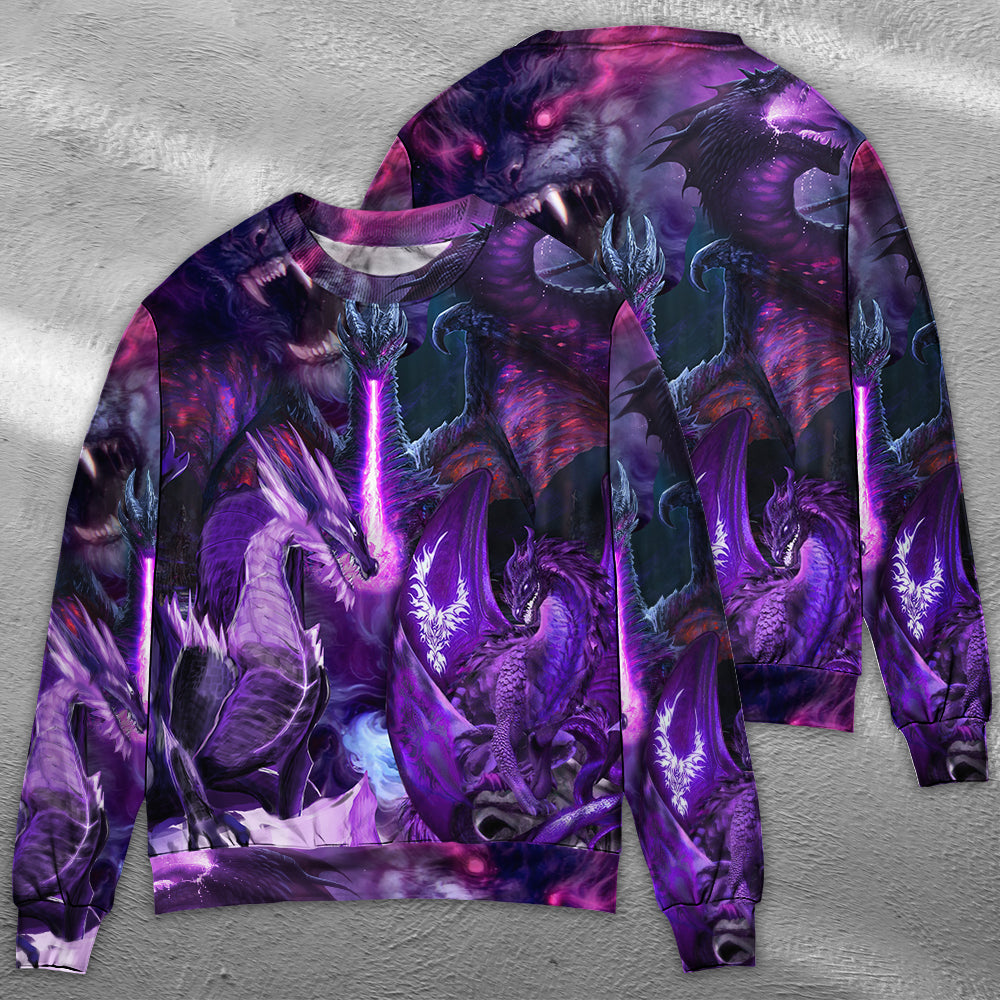 Dark Purple Dragon Lightning Art – Sweater - Ugly Christmas Sweater