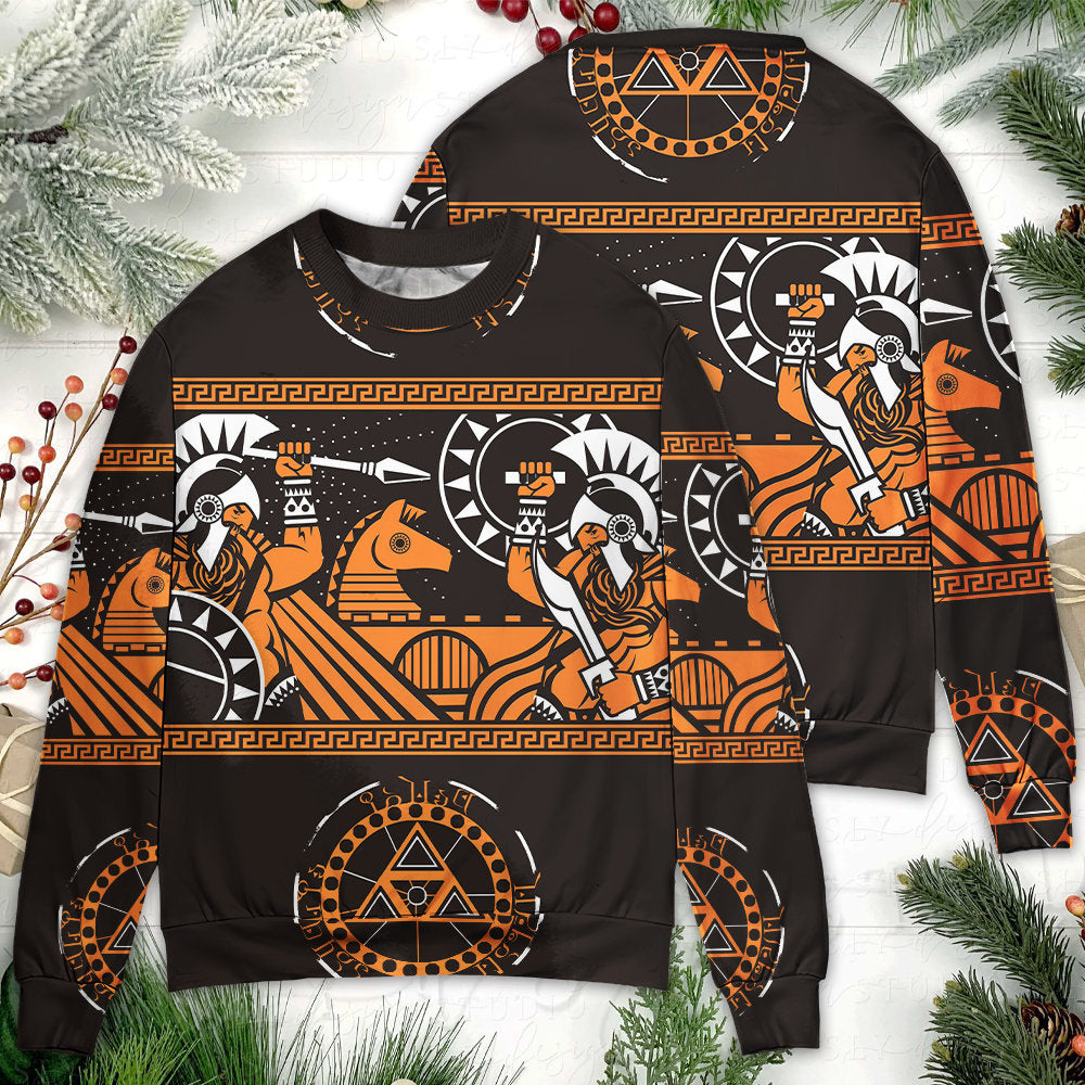 Warrior Spartan Battle Art Style – Sweater - Ugly Christmas Sweater