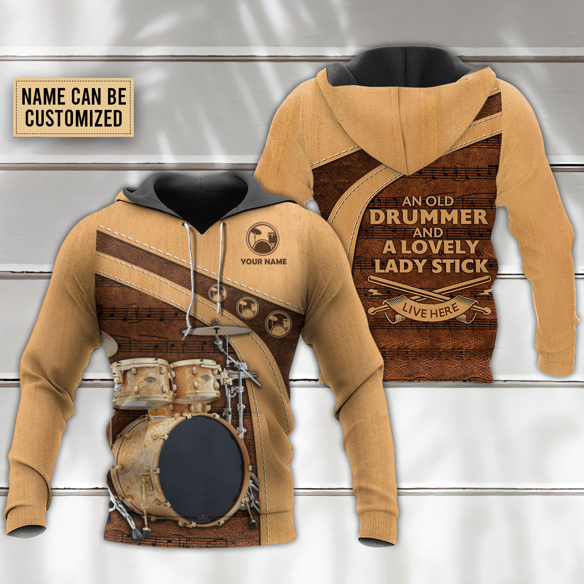 Old Drummer And Lady Personalized - 3D Hoodie