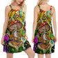 Hippie Mushroom Witchy Colors – Women's Summer Sleeveless V-Neck Camisole Dress