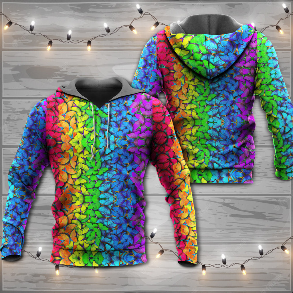Rainbow Butterfly Colorful Pride Style - Hoodie