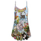 Cat Loves Home And Summer – Women's Summer Sleeveless V-Neck Camisole Dress