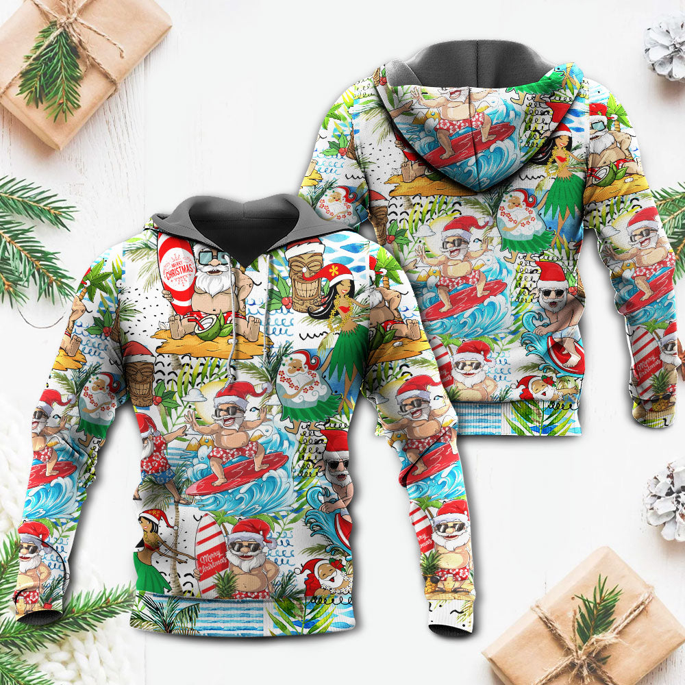 Christmas Santa Aloha Beach Vibe - Hoodie