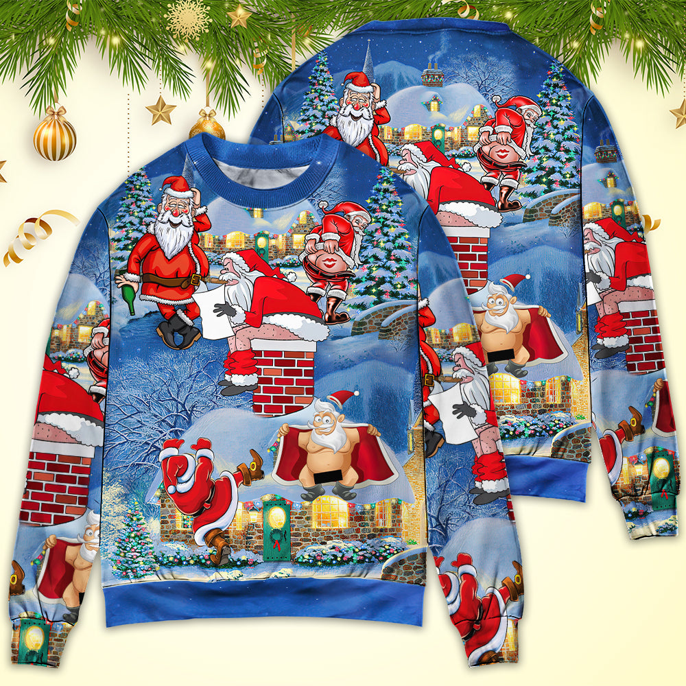 Christmas Rebellious Santa Fun Art – Sweater - Ugly Christmas Sweater