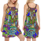 Hippie Mushroom Peaceful Colors – Women's Summer Sleeveless V-Neck Camisole Dress