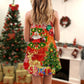 Christmas Santa Drinking Tree Lights – Women's Summer Sleeveless V-Neck Camisole Dress