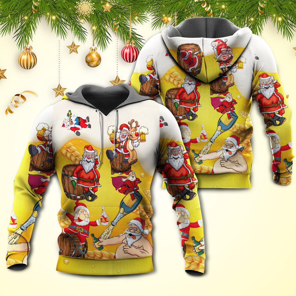 Christmas Santa Beer Funny Xmas Style - Hoodie