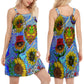 Hippie Sunflowers Stay Trippy – Women's Summer Sleeveless V-Neck Camisole Dress