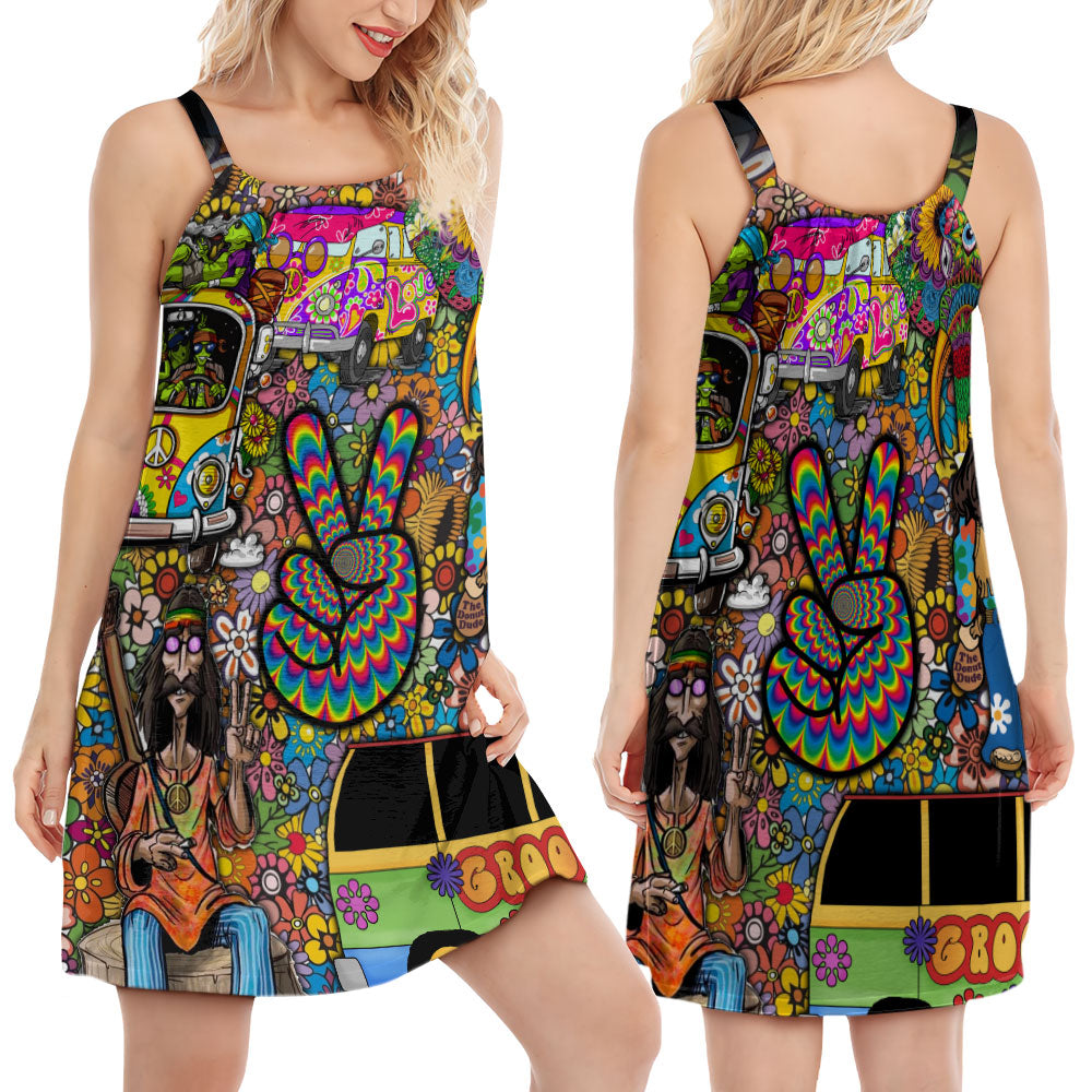 Hippie Santa Christmas Fun – Women's Summer Sleeveless V-Neck Camisole Dress