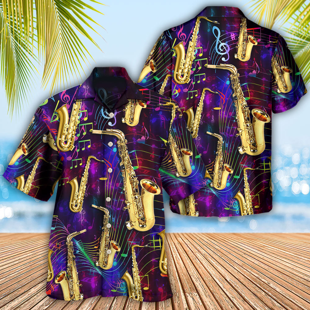 Saxophone Music Neon Jazz Art – Hawaiian Shirt