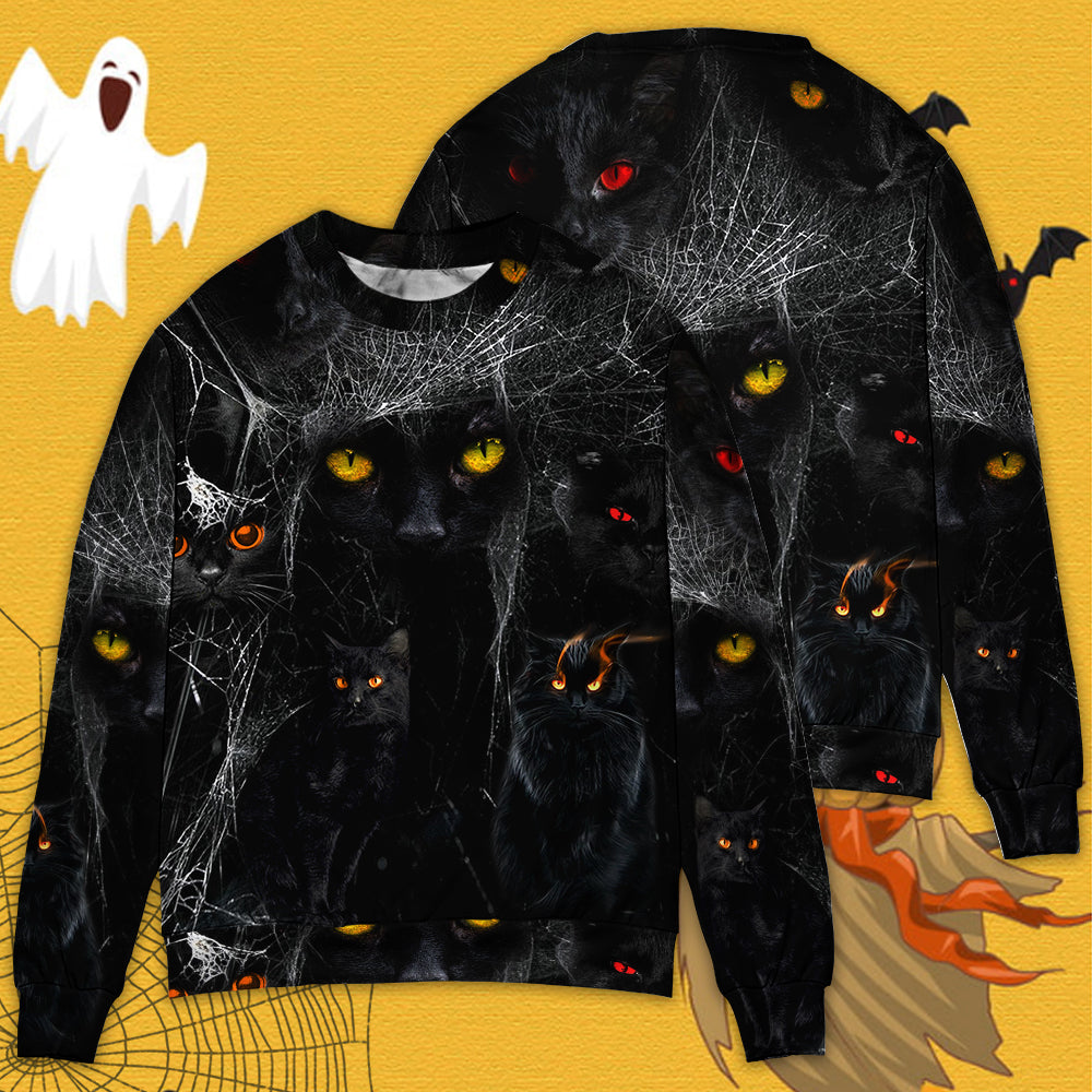 Halloween Black Cat Dark Night Art – Sweater - Ugly Christmas Sweater