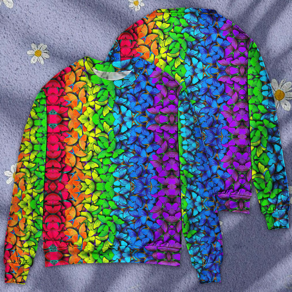 LGBT Colorful Rainbow Butterfly Art – Sweater - Ugly Christmas Sweater