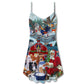 Christmas Santa Love Animals – Women's Summer Sleeveless V-Neck Camisole Dress