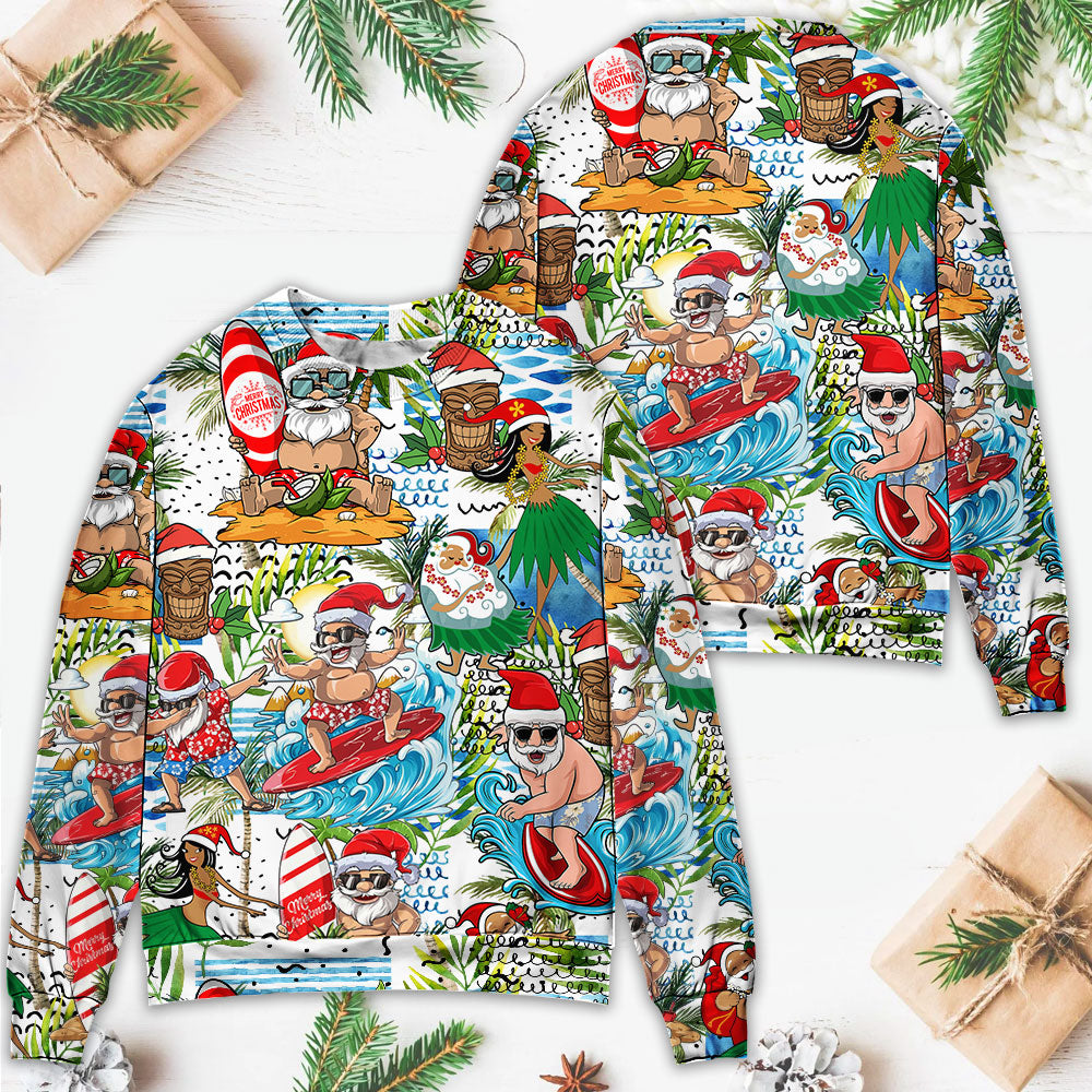 Christmas Santa Aloha Beach Vibe Style – Sweater - Ugly Christmas Sweater