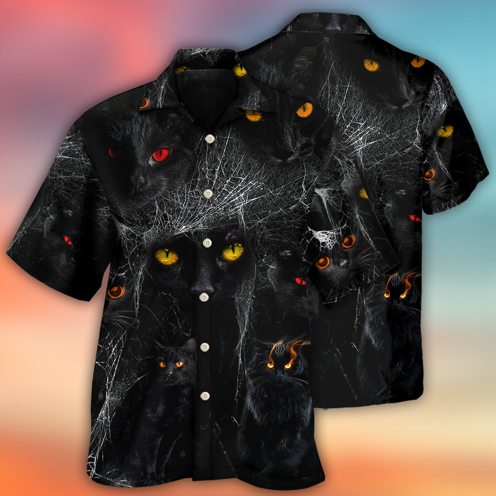 Halloween Black Cat In Dark Night – Hawaiian Shirt
