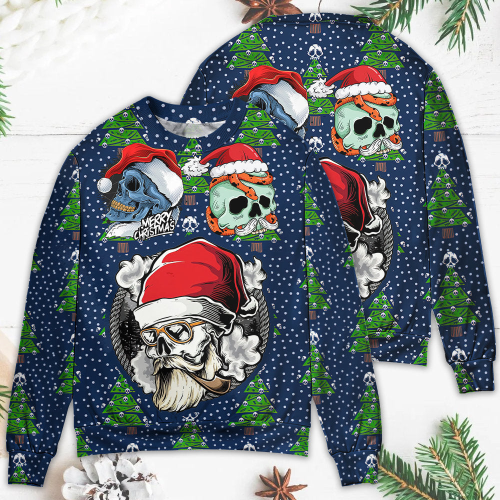 Christmas Skull Santa Hat Snow – Sweater - Ugly Christmas Sweater