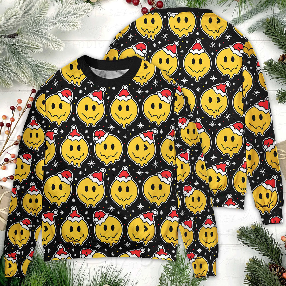 Christmas Smile Happy Face Santa Hat – Sweater - Ugly Christmas Sweater