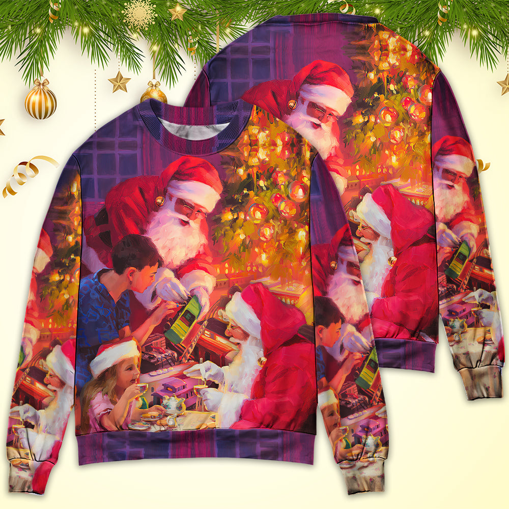 Christmas Santa Story Light Art Style – Sweater - Ugly Christmas Sweater