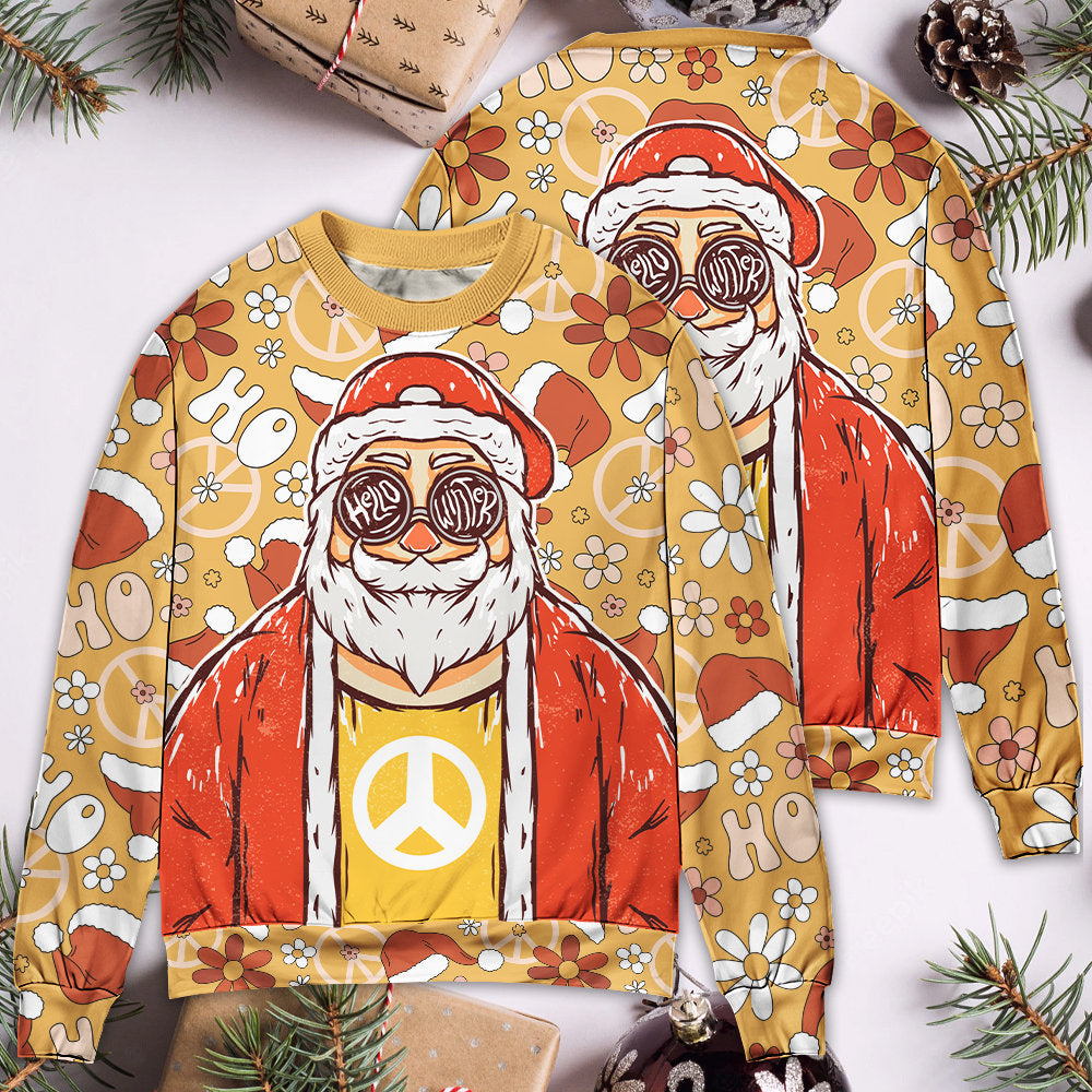 Christmas Santa Cutie Hippie Groovy Style – Sweater - Ugly Christmas Sweater