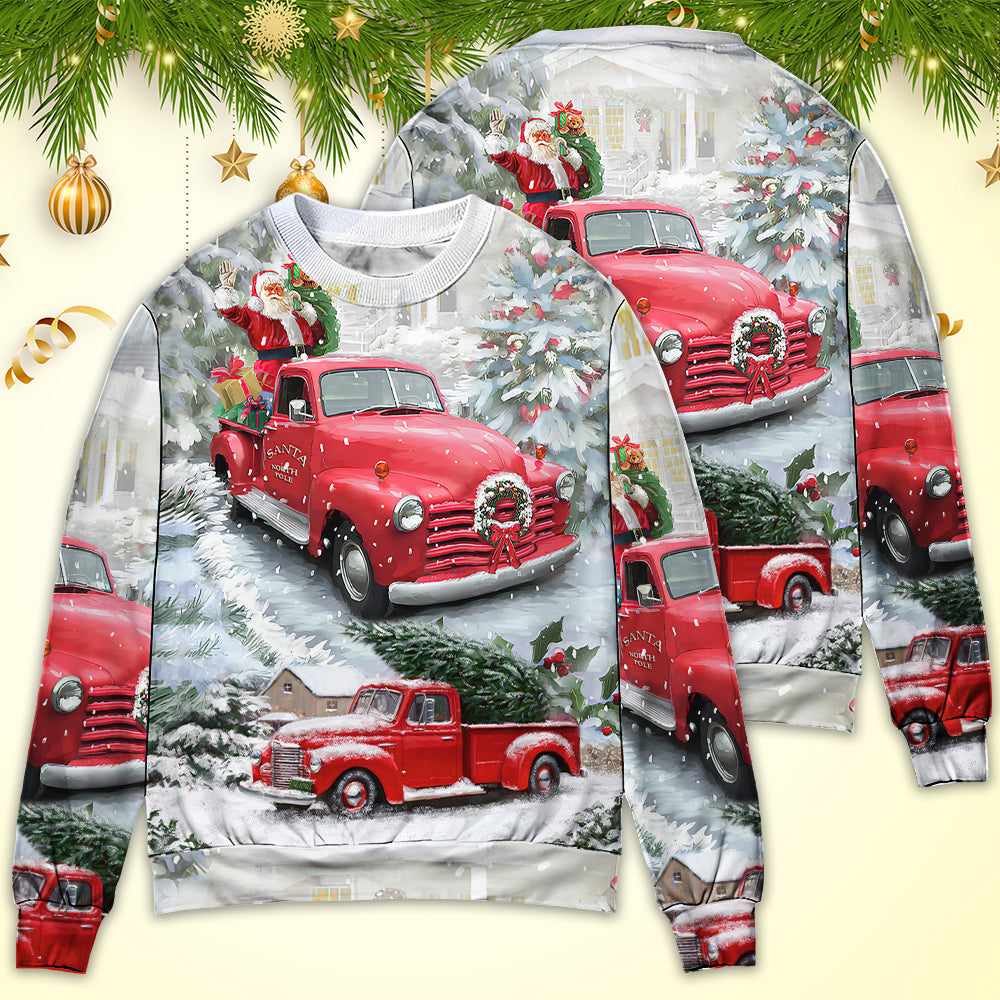 Christmas Santa Red Truck Xmas Is Coming – Sweater - Ugly Christmas Sweater