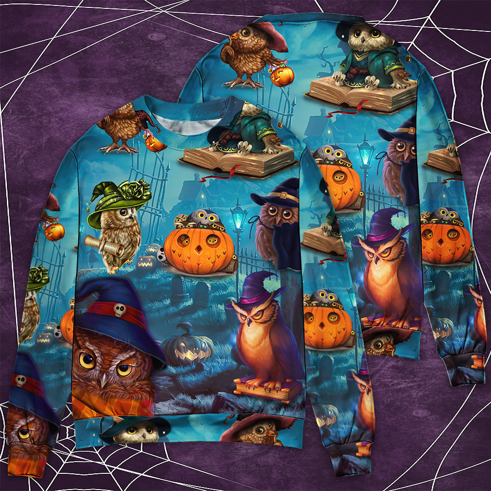 Halloween Owl Witch Night Sky Art – Sweater - Ugly Christmas Sweater