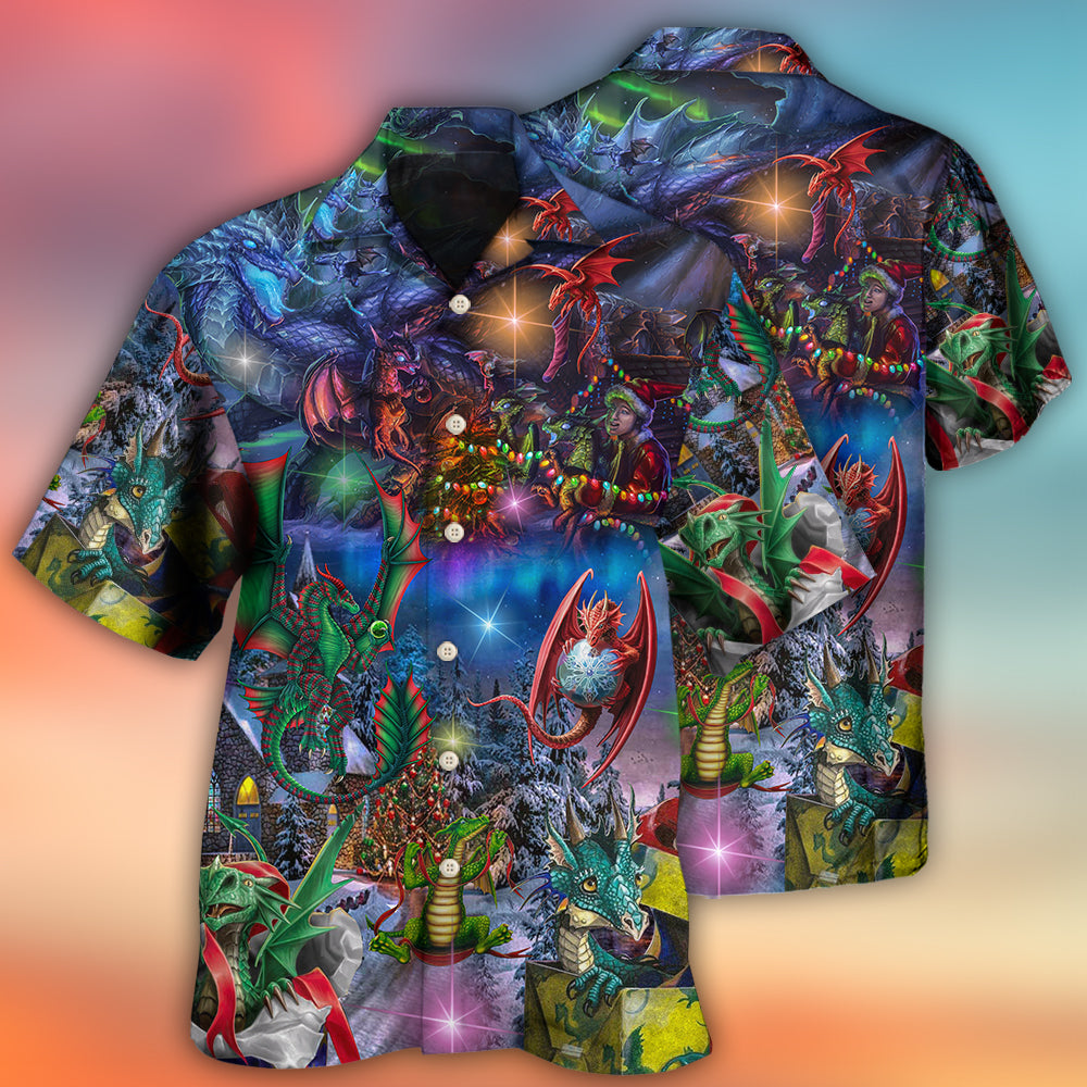 Christmas Dragon Festive Light Art – Hawaiian Shirt