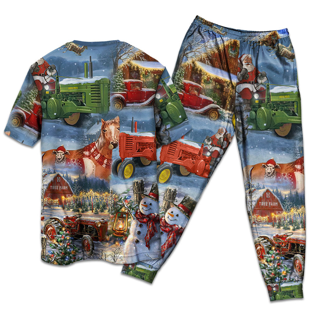 Christmas To Farm Happiness - Pajamas Short Sleeve - Owls Matrix LTD