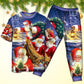 Christmas Funny Santa Claus Up On Rooftop Art Style - Pajamas Short Sleeve - Owls Matrix LTD