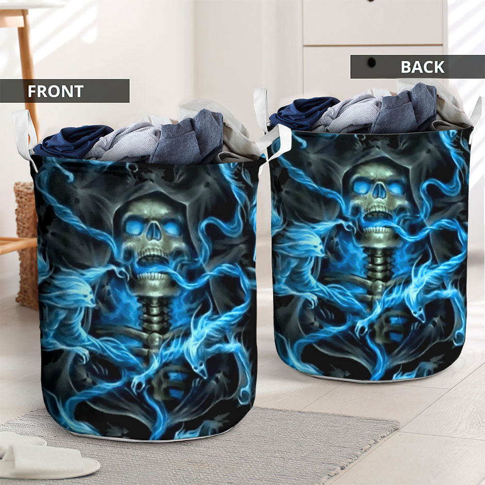 Skull Black Ground Thunder - Laundry Basket - Owls Matrix LTD