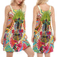 Hippie Peace Love Guitar – Women's Summer Sleeveless V-Neck Camisole Dress